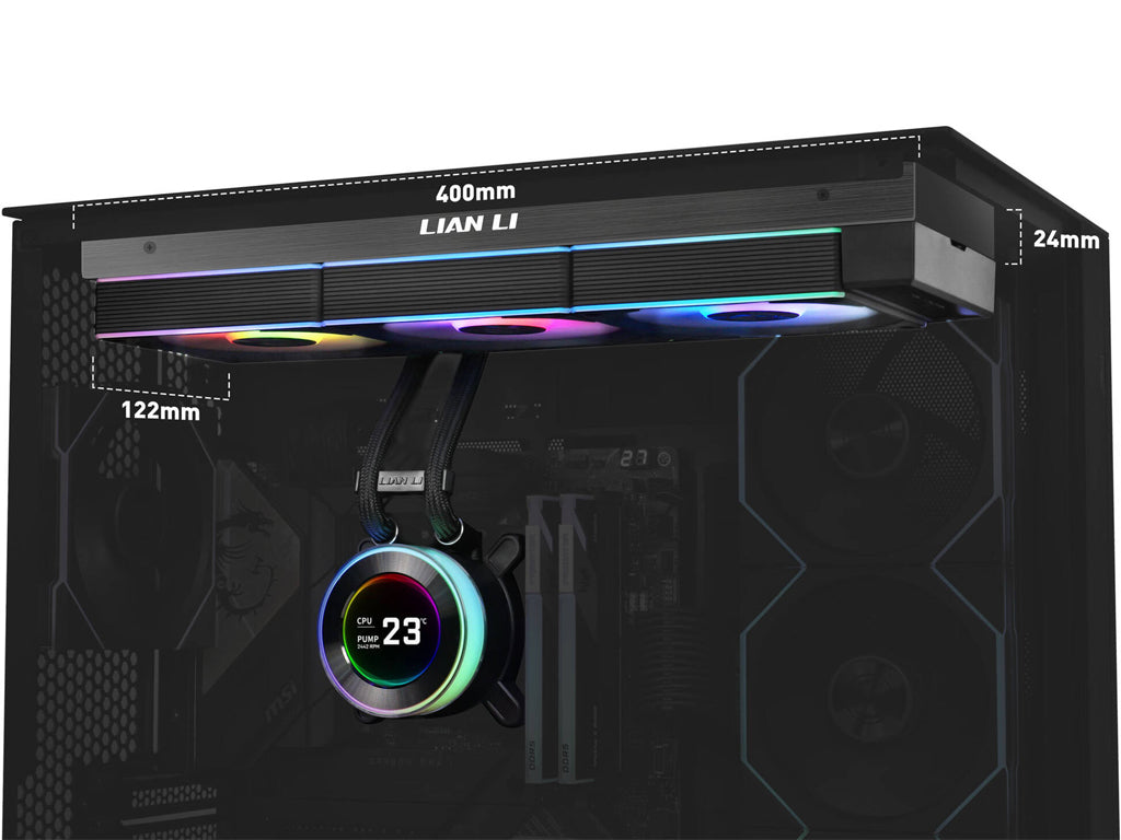 Komplet za tekočinsko hlajenje AIO Liquid Cooler Lian Li HydroShift II LCD-C 360CL, črn