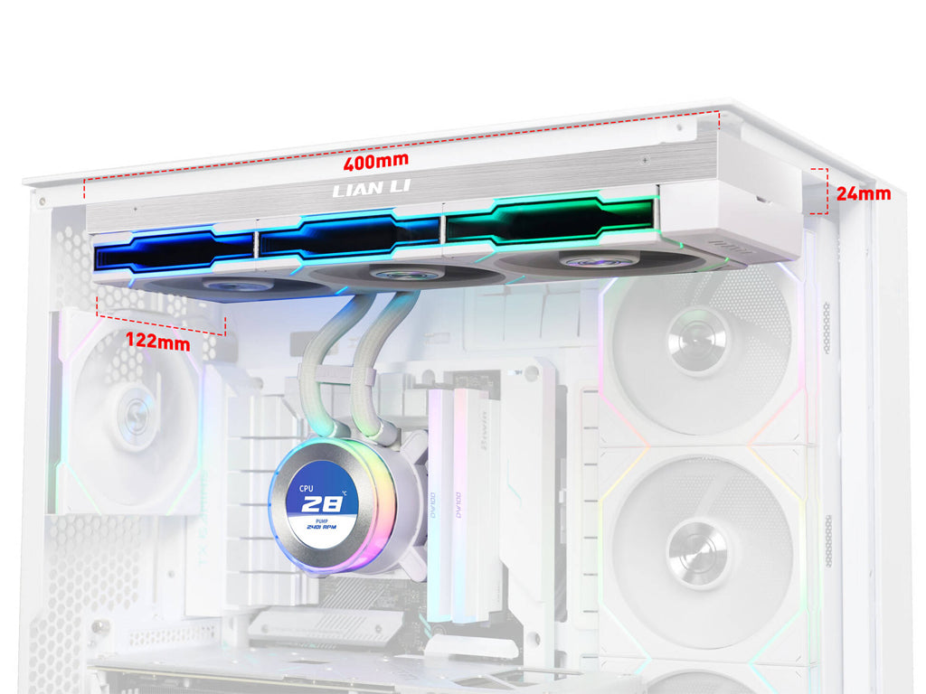 Komplet za tekočinsko hlajenje AIO Liquid Cooler Lian Li HydroShift II LCD-C 360TL, bel