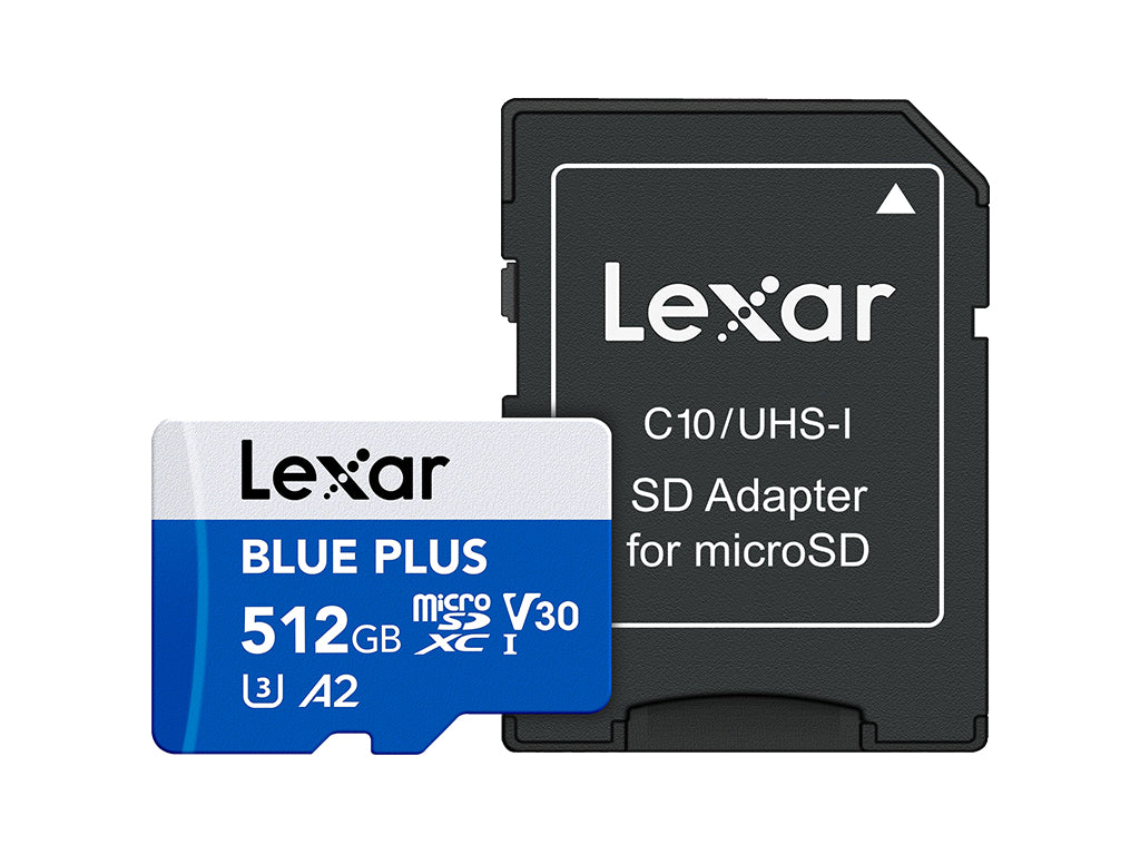 Spominska kartica Lexar BLUE PLUS, Micro SDXC, 512GB, 170MB/s, U3, V30, A2, UHS-I, z adapterjem