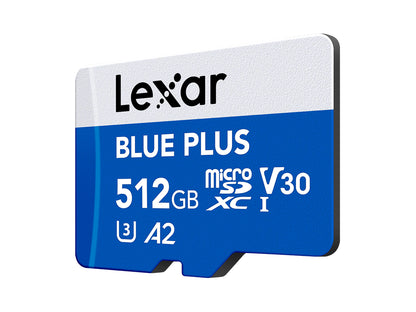 Spominska kartica Lexar BLUE PLUS, Micro SDXC, 512GB, 170MB/s, U3, V30, A2, UHS-I, z adapterjem