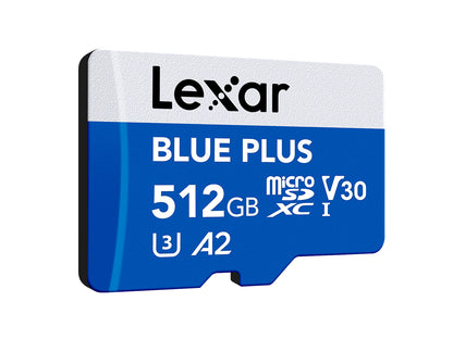 Spominska kartica Lexar BLUE PLUS, Micro SDXC, 512GB, 170MB/s, U3, V30, A2, UHS-I, z adapterjem