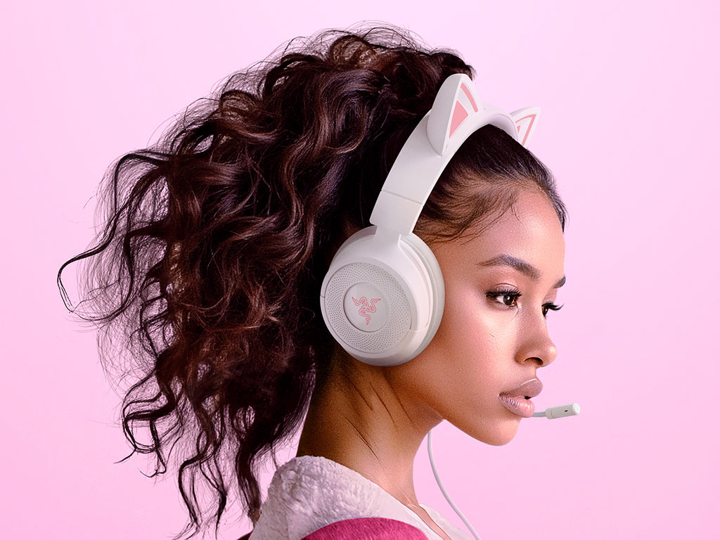 Slušalke Razer Kraken Kitty V3 X, bele, 3.5 mm