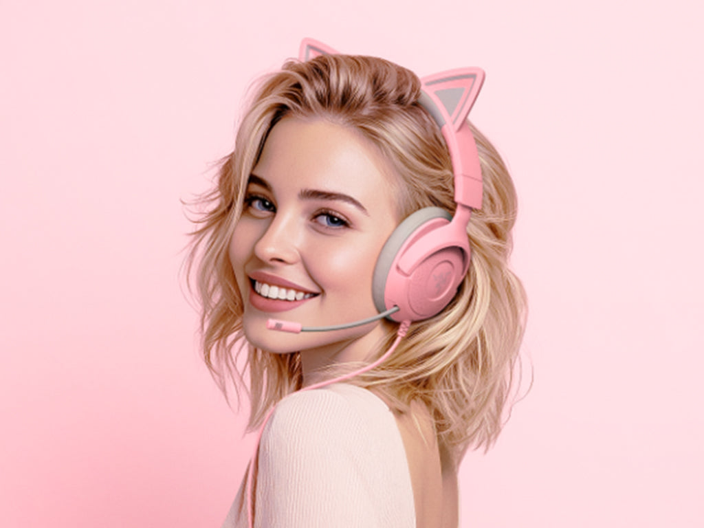Slušalke Razer Kraken Kitty V3 X Quartz, roza, 3.5 mm