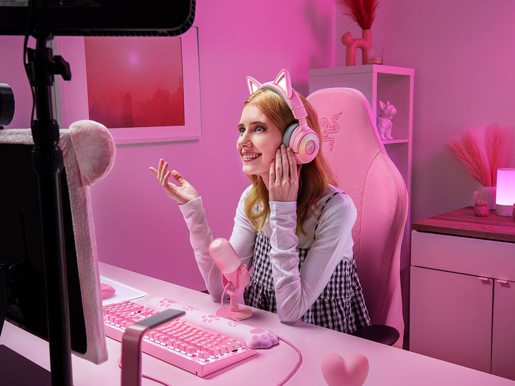 Slušalke Razer Kraken Kitty V3 Pro Quartz, roza