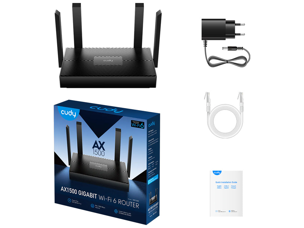Brezžični usmerjevalnik Router CUDY WR1500, AX1500 Gigabit Wi-Fi 6, Mesh