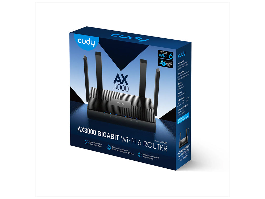 Brezžični usmerjevalnik Router CUDY WR3000, AX3000 Gigabit Wi-Fi 6, Mesh