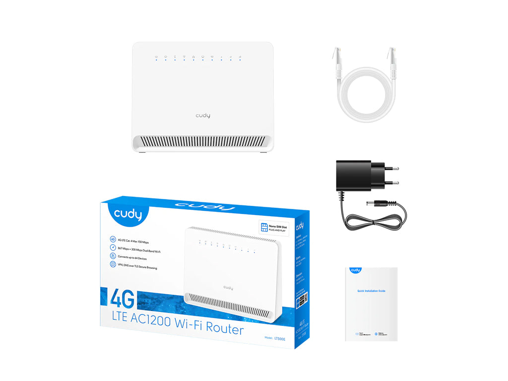 Brezžični usmerjevalnik Router CUDY LT500E, AC1200 Wi-Fi Mesh 4G LTE Cat4