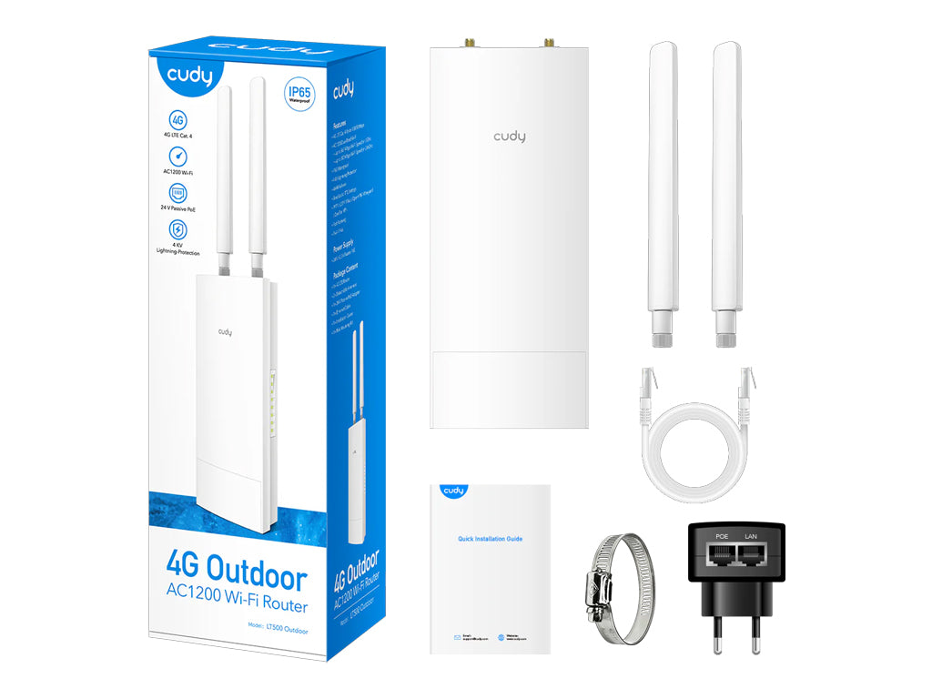 Brezžični usmerjevalnik Router CUDY LT500 Outdoor, 4G LTE Cat 4 AC1200 Wi-Fi