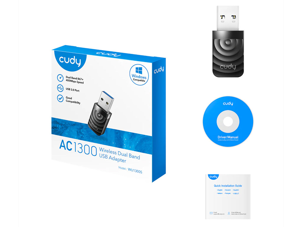 USB brezžični adapter CUDY WU1300S, AC1300 Wi-Fi 5, USB 3.0
