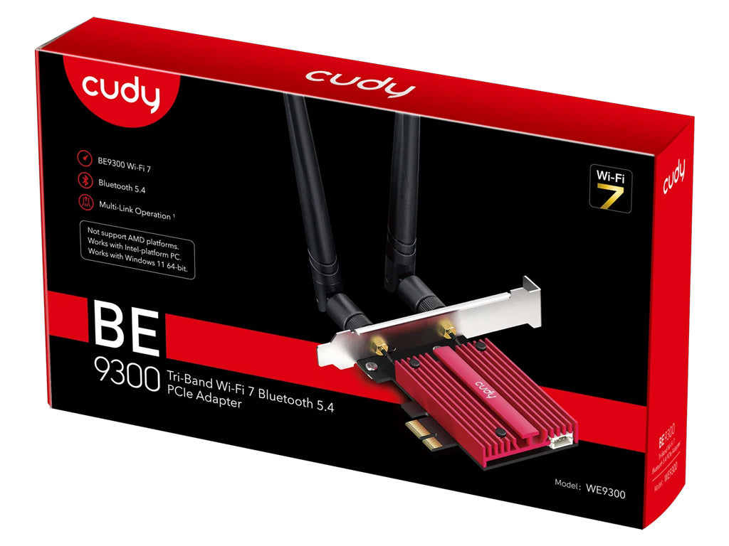 PCI-E brezžični adapter CUDY WE9300, BE9300 Tri-Band Wi-Fi 7, Bluetooth 5.4, Intel BE200