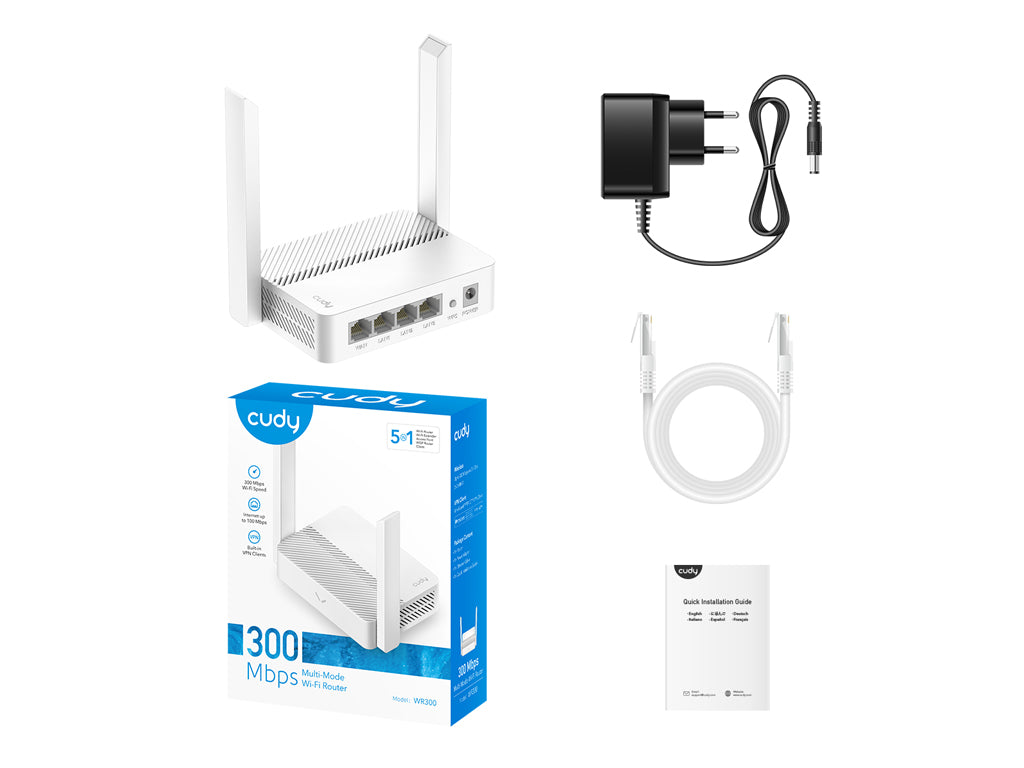 Brezžični usmerjevalnik Router CUDY WR300, N300, Wi-Fi 4, Mesh