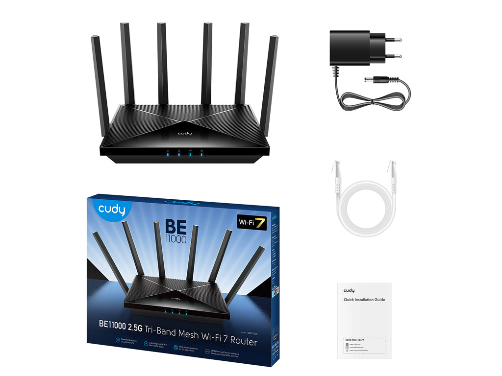 Brezžični usmerjevalnik Router CUDY WR6500H, BE6500, 2.5G, Wi-Fi 7, Mesh