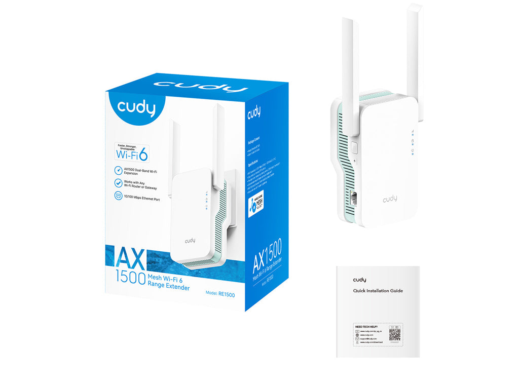 Ojačevalec Wi-Fi Repeater CUDY RE1500, AX1500 Wi-Fi 6 Mesh