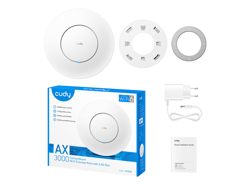 Dostopna točka CUDY AP3000, stropna, AX3000 2.5G Wi-Fi 6 Mesh