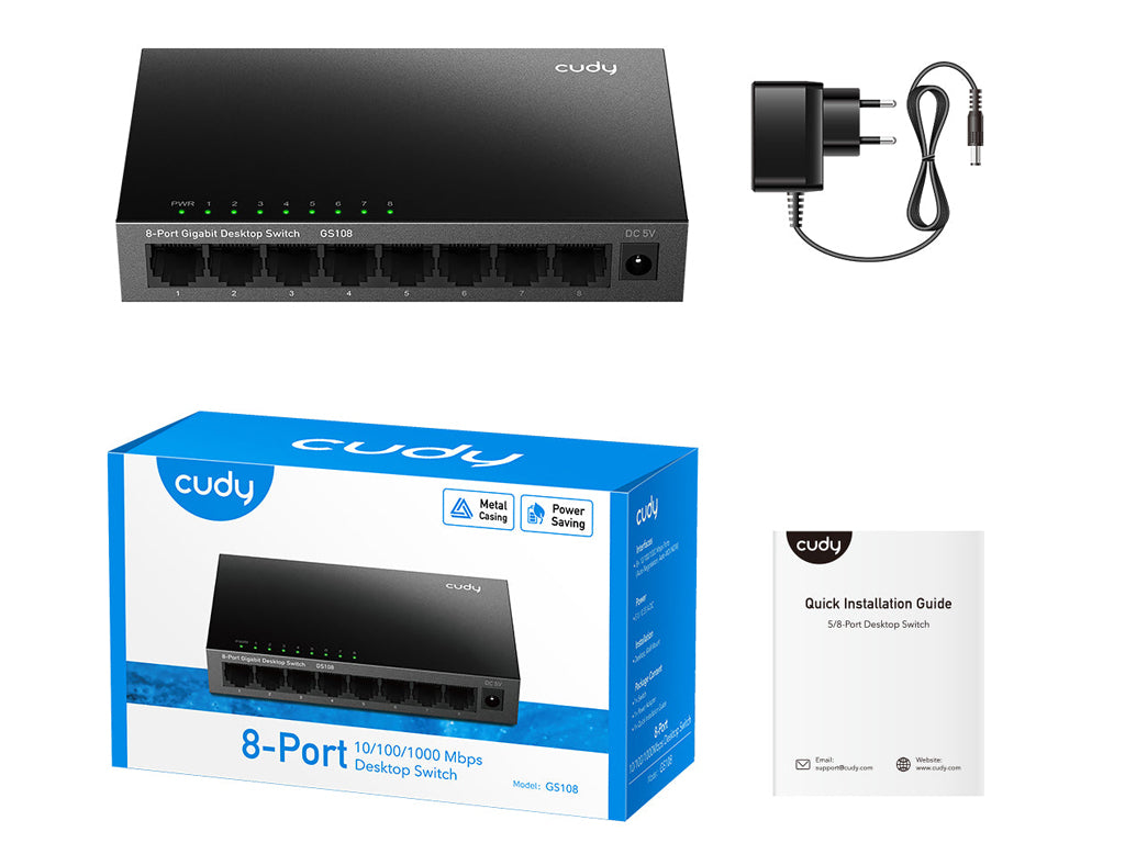 Switch CUDY GS108, 8-Port, Gigabit, Unmanaged