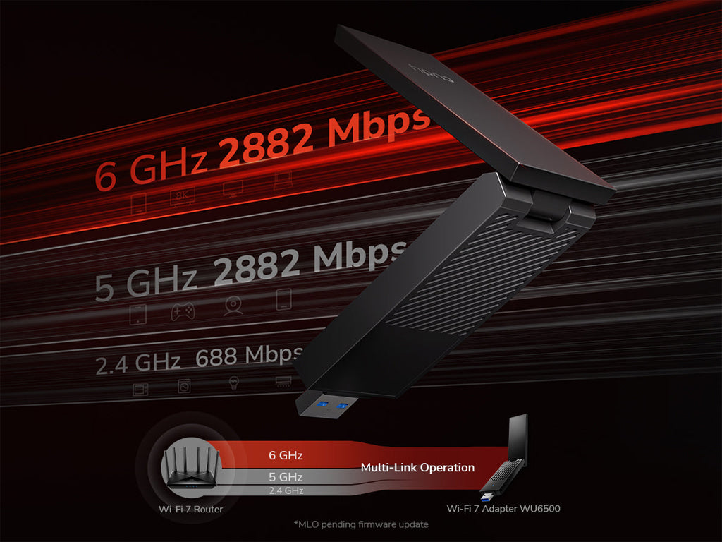 USB brezžični adapter CUDY WU6500, BE6500 Tri-Band Wi-Fi7 USB 3.0