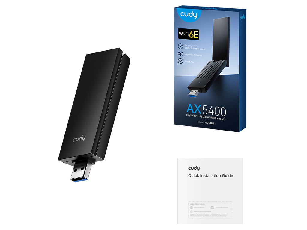 USB brezžični adapter CUDY WU5400, AX5400 Tri-Band Wi-Fi6/6E USB 3.0