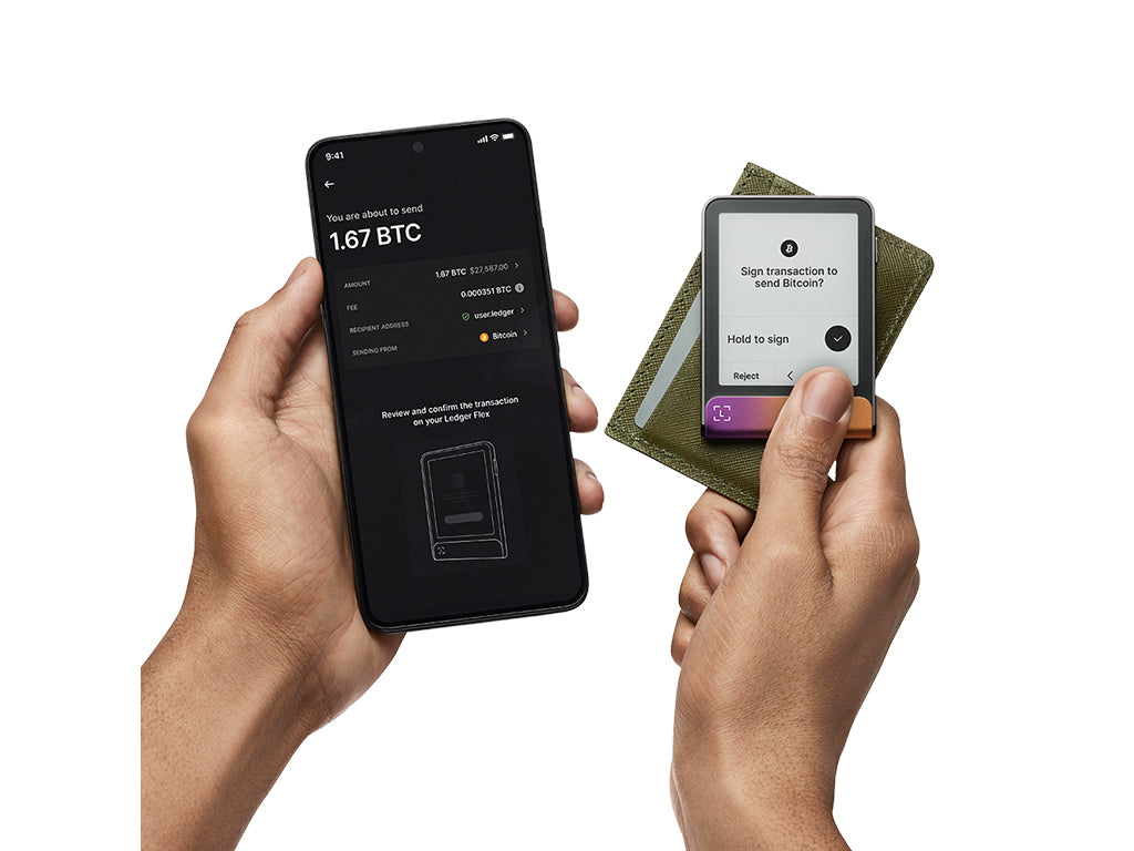 Ledger Flex z Recovery Key, denarnica za Bitcoin in druge kriptovalute, Ferro Fuchsia