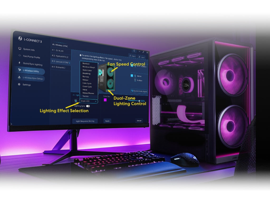 Računalniško ohišje Lian Li LANCOOL 217 INF, ATX, Midi-Tower, ARGB, Kaljeno steklo, črno