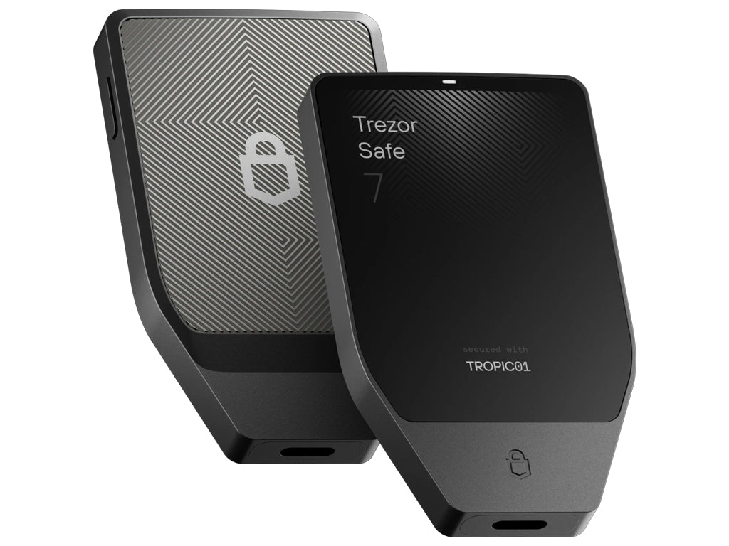 Trezor Safe 7, strojna denarnica za Bitcoin in druge kriptovalute, črna