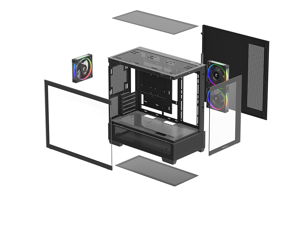 Računalniško ohišje DeepCool CG380 3F, mATX, Midi-Tower, kaljeno steklo, črno