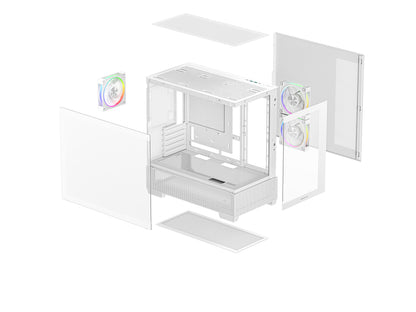 Računalniško ohišje DeepCool CG380 3F, mATX, Midi-Tower, kaljeno steklo, belo