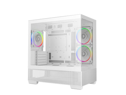 Računalniško ohišje DeepCool CG380 3F, mATX, Midi-Tower, kaljeno steklo, belo