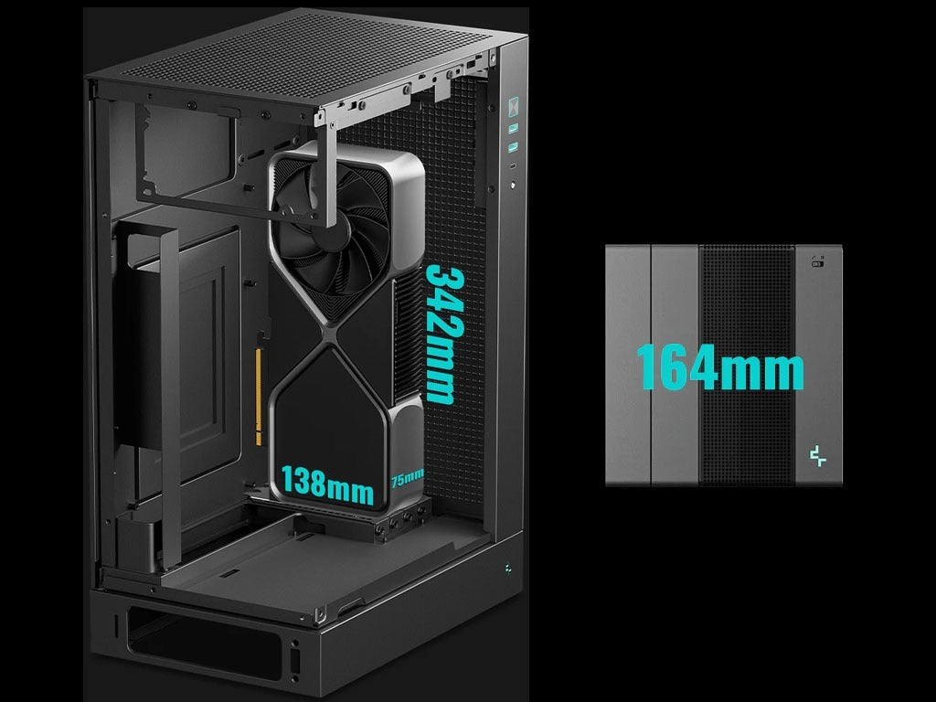 Računalniško ohišje DeepCool CH170 PLUS, ITX, Micro-ATX, kaljeno steklo, črno