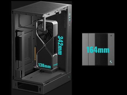 Računalniško ohišje DeepCool CH170 PLUS, ITX, Micro-ATX, kaljeno steklo, črno