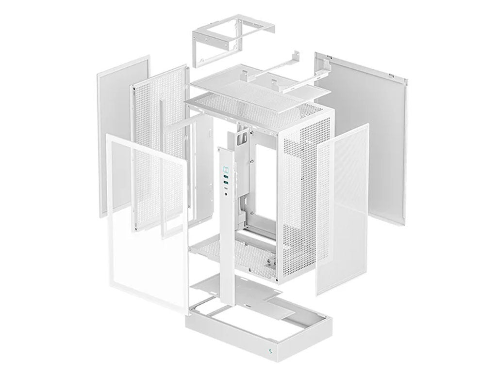 Računalniško ohišje DeepCool CH170 PLUS WH, ITX, Micro-ATX, kaljeno steklo, belo