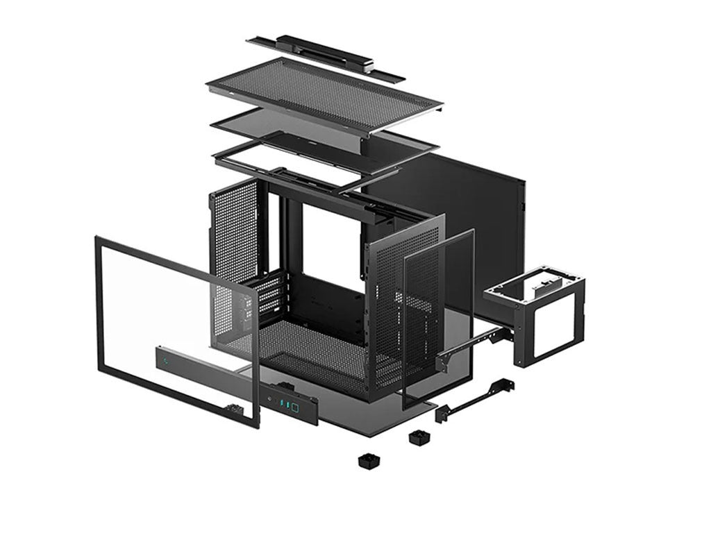 Računalniško ohišje DeepCool CH160 PLUS, ITX, Micro-ATX, kaljeno steklo, črno