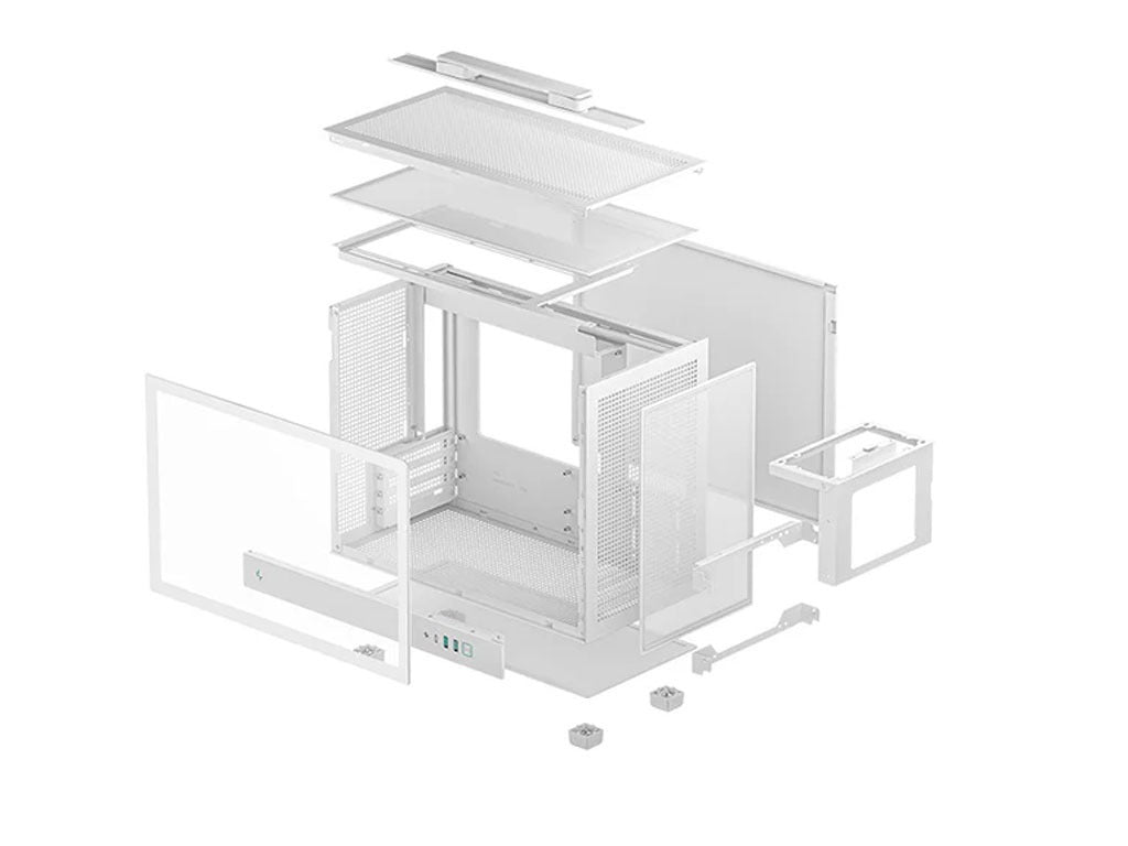 Računalniško ohišje DeepCool CH160 PLUS WH, ITX, Micro-ATX, kaljeno steklo, belo