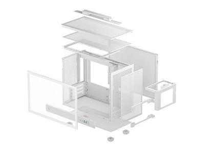 Računalniško ohišje DeepCool CH160 PLUS WH, ITX, Micro-ATX, kaljeno steklo, belo