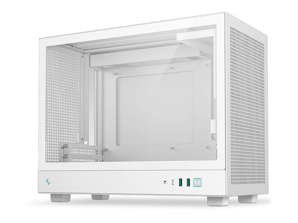 Računalniško ohišje DeepCool CH160 PLUS WH, ITX, Micro-ATX, kaljeno steklo, belo