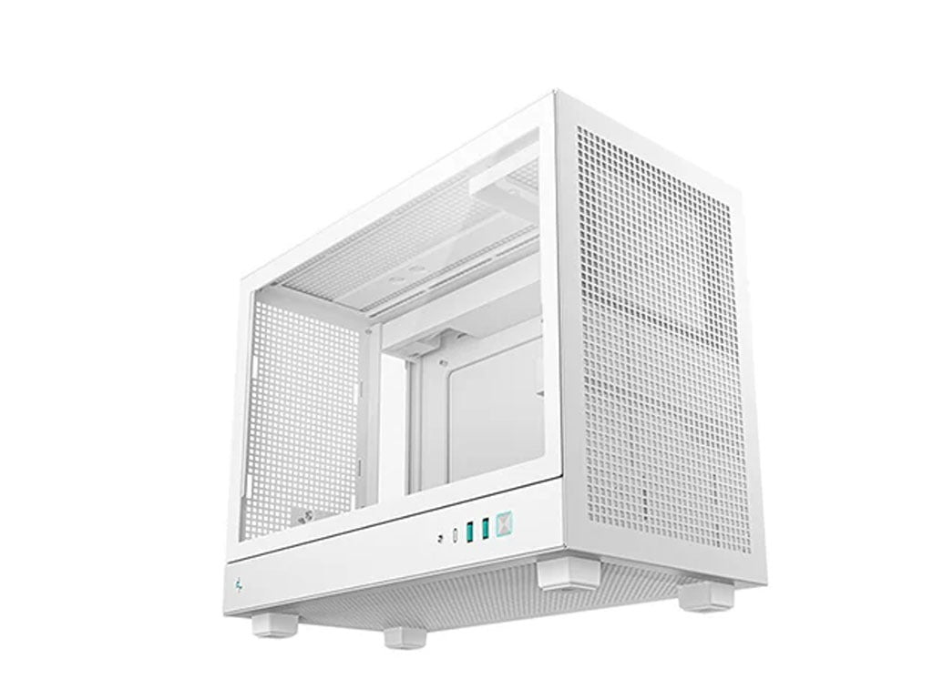 Računalniško ohišje DeepCool CH160 PLUS WH, ITX, Micro-ATX, kaljeno steklo, belo