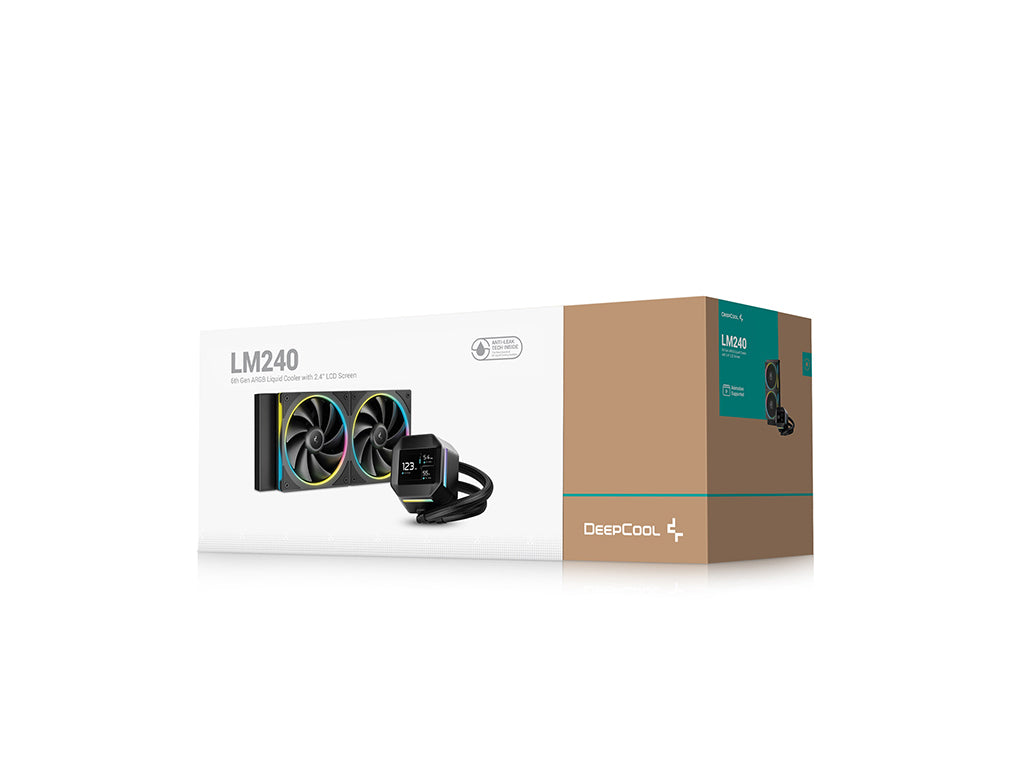 Komplet za tekočinsko hlajenje AIO Liquid Cooler DeepCool LM240, 240mm, LCD, ARGB, črn