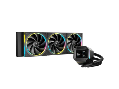 Komplet za tekočinsko hlajenje AIO Liquid Cooler DeepCool LM360, 360mm, LCD, ARGB, črn