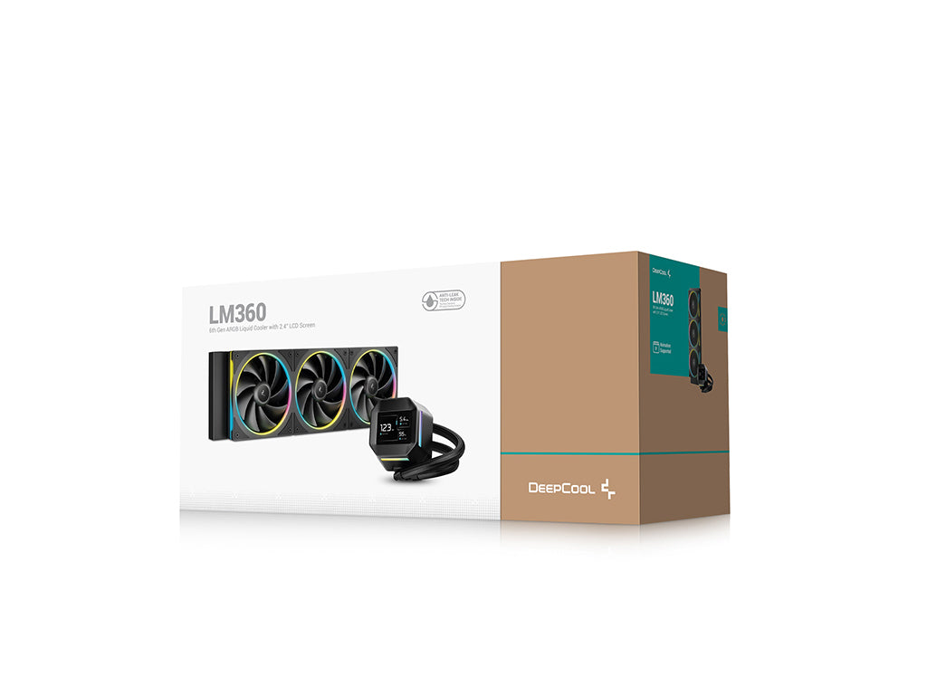 Komplet za tekočinsko hlajenje AIO Liquid Cooler DeepCool LM360, 360mm, LCD, ARGB, črn