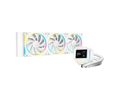 Komplet za tekočinsko hlajenje AIO Liquid Cooler DeepCool LM360 WH, 360mm, LCD, ARGB, bel