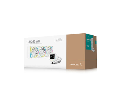 Komplet za tekočinsko hlajenje AIO Liquid Cooler DeepCool LM360 WH, 360mm, LCD, ARGB, bel