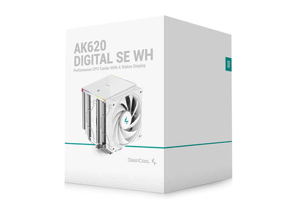 Hladilnik za procesor DeepCool AK620 DIGITAL SE WH, 2x120mm, ARGB, LCD, bel