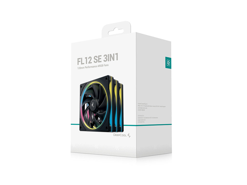 Ventilator za ohišje DeepCool FL12 SE 3-IN-1 ARGB PWM 120mm, 3 Pack, črn