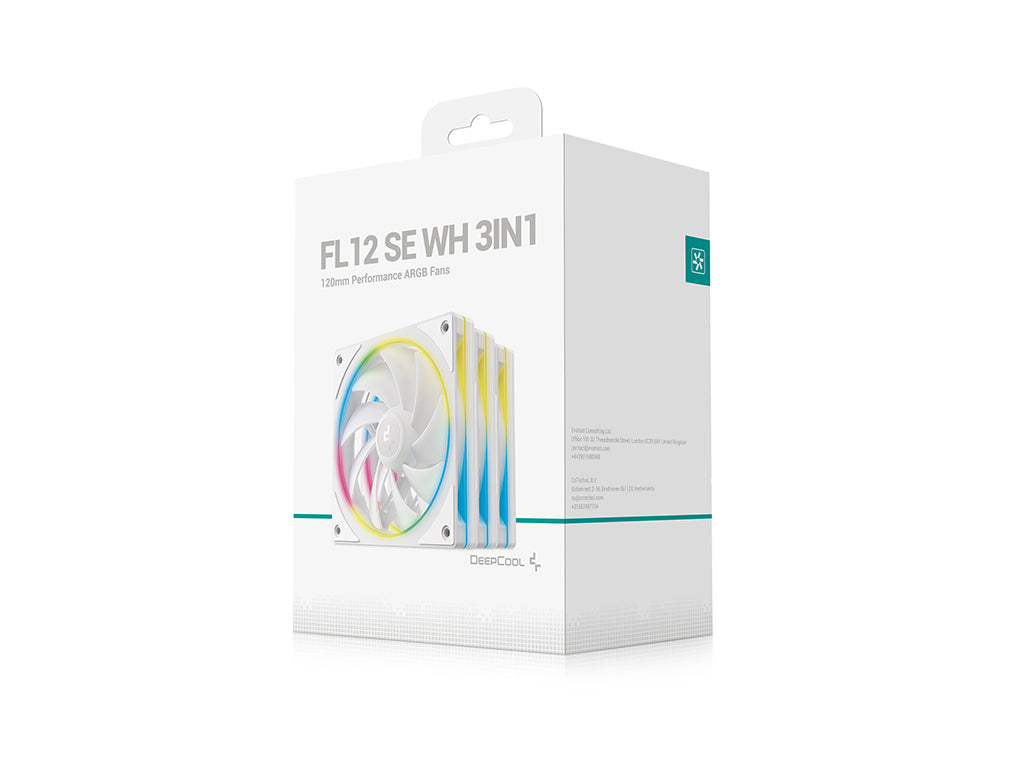 Ventilator za ohišje DeepCool FL12 SE 3-IN-1 WH ARGB PWM 120mm, 3 Pack, bel