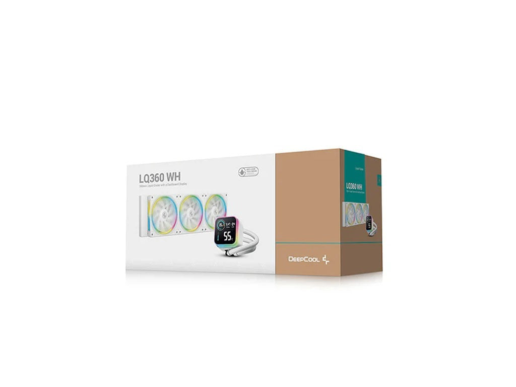 Komplet za tekočinsko hlajenje AIO Liquid Cooler DeepCool LQ360 ULTRA WH, 360mm, LCD, ARGB, bel