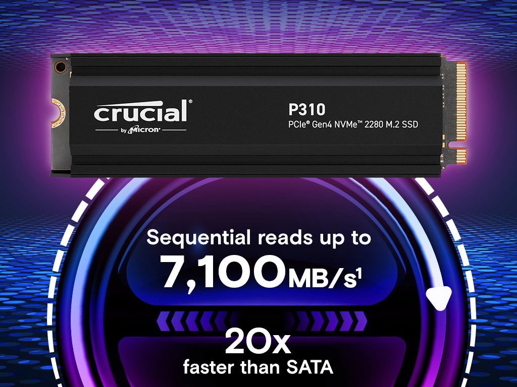 SSD 1TB M.2 80mm PCI-e 4.0 x4 NVMe, CRUCIAL P310 Heatsink (CT1000P310SSD5)
