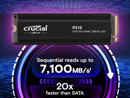 SSD 1TB M.2 80mm PCI-e 4.0 x4 NVMe, CRUCIAL P310 Heatsink (CT1000P310SSD5)