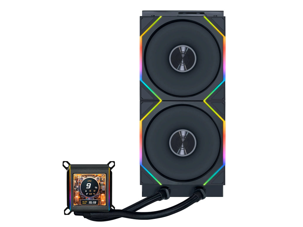 Komplet za tekočinsko hlajenje AIO Liquid Cooler Lian Li GALAHAD II LCD 280 TL Wireless, ARGB, črn