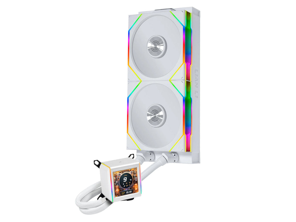 Komplet za tekočinsko hlajenje AIO Liquid Cooler Lian Li GALAHAD II LCD 280 TL Wireless, ARGB, bel