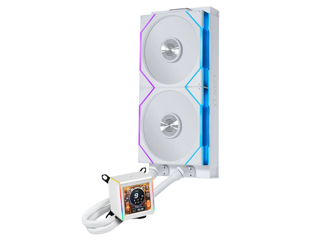 Komplet za tekočinsko hlajenje AIO Liquid Cooler Lian Li GALAHAD II LCD 280 TL Wireless, ARGB, bel