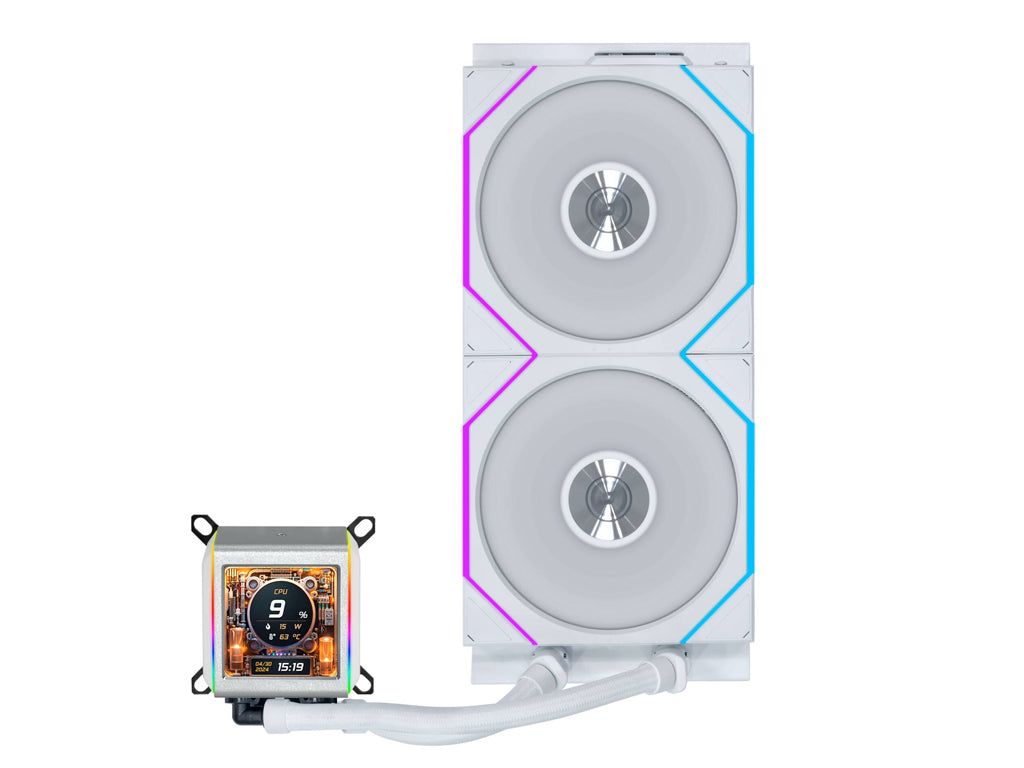 Komplet za tekočinsko hlajenje AIO Liquid Cooler Lian Li GALAHAD II LCD 280 TL Wireless, ARGB, bel